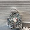 New Diamond Studded Women's Backpack, Classic and Versatile, Small Fragrance Style Diamond Grid Embroidery Thread Handmade Bag
