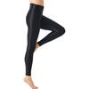 Damen Glänzende Dehnbare Leggings Breiter Elastischer Bund Unifarbene Design Yoga Pilates Fitnesshosen