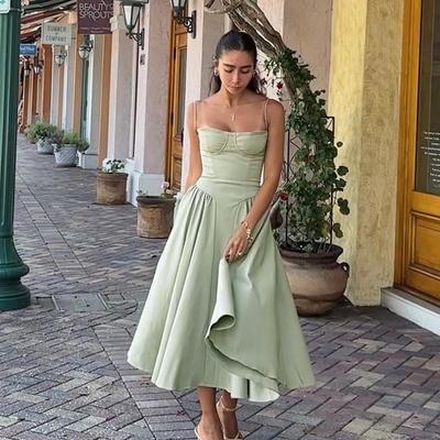 French Vintage Maxi Dress Court Wind Dopa Wear Strap Dress