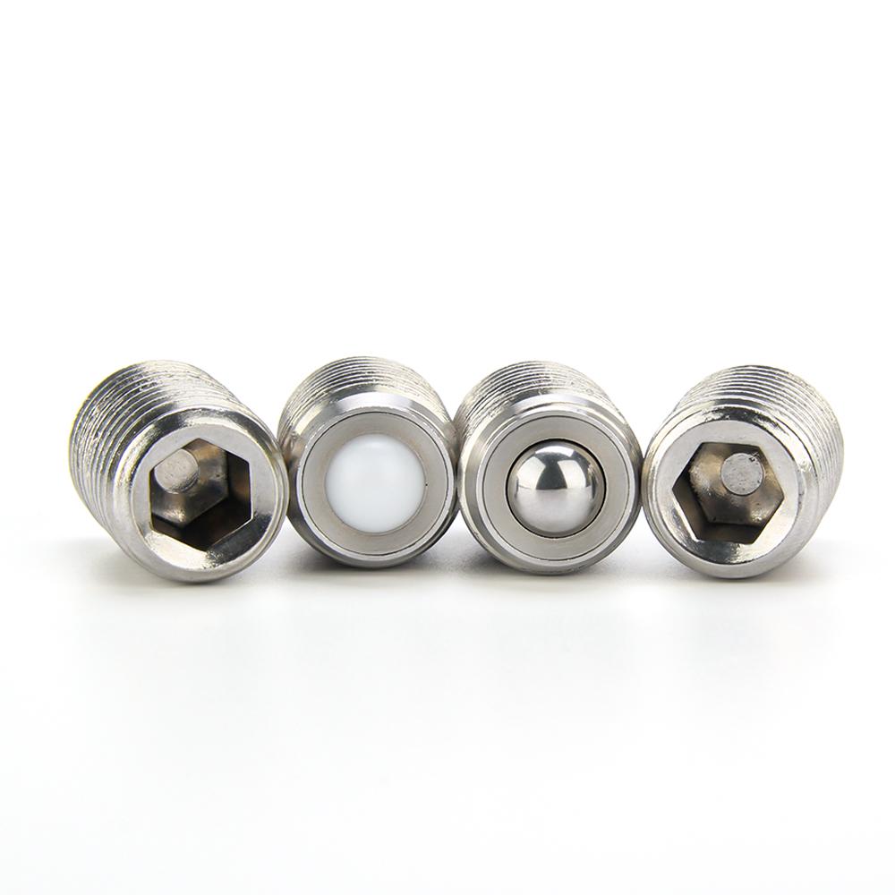2pcs Conveyor Ball Roller Stainless Steel Ball Transfer Unit Bolt Locating Pin Ball Rollers With Set Screw