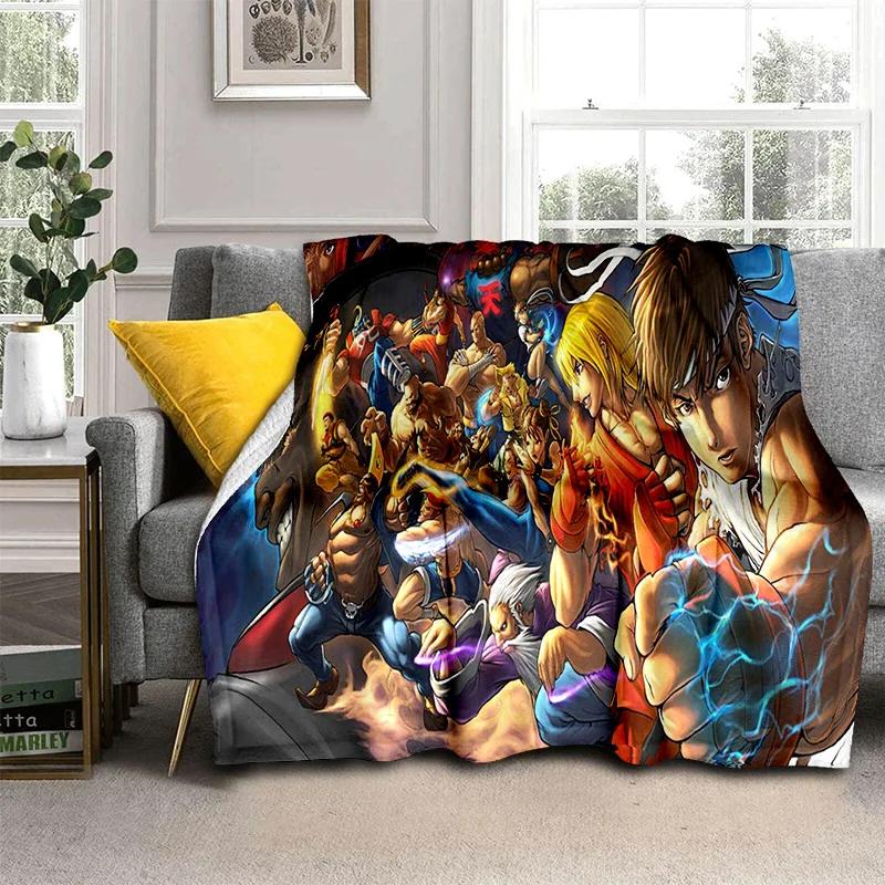 Street Fighter Retro Game SF Gamer Deken, Zachte Plaid voor Huis Slaapkamer Bed Bank Picknick Reizen Kantoor Dekentje Kinderen