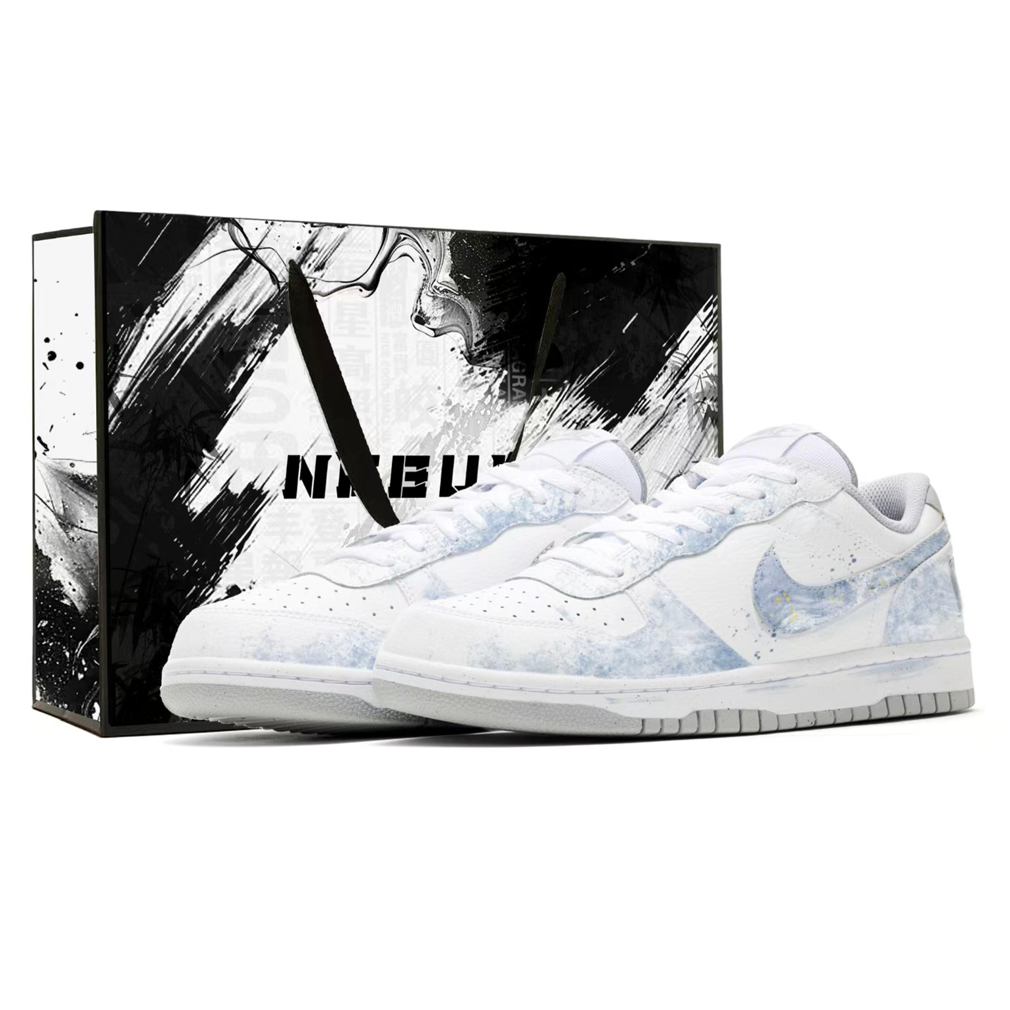 

Nike Dunk Blue Glaze Ink Splatter, Shopping Bag Height Increasing Abrasion Resistant Slip Resistant Low top 355152-106(Team1817-SBOX) 39
