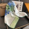 27.55" Oil Painting Flower Printed Square Scarf Elegant Thin Smooth Neck Scarf Literary Decorative Silky Headband For Women