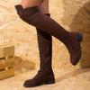 Women's Boots 2026 Lace-up Round Toe Low Heel Cow Suede Over The Knee Modern Boots Sexy Comfortable Long Boots Botas Para Mujer