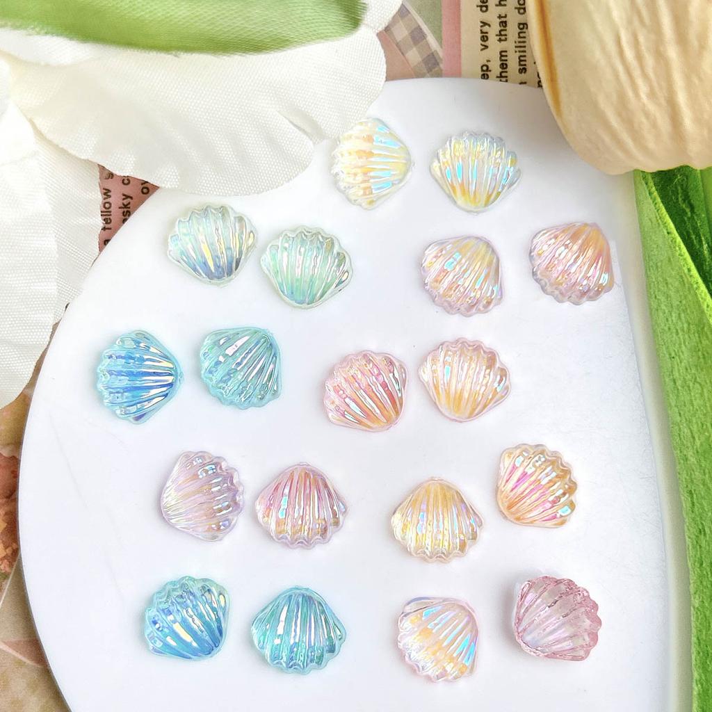 Aurora Colorful Scallop Shell DIY Accessories Hair Clips Nail Art Decorations Phone Case Headwear Resin Accessories
