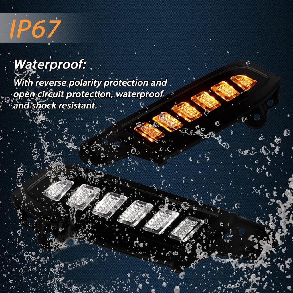 FulL LED DRL Lens Front Headlight Side Marker Bumper Light Assembly Compatible With 2016- Tacoma,Switchback White&Amber Functions As Tail Light Turn