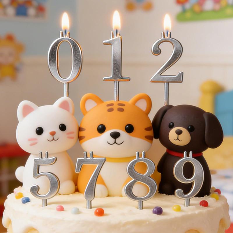 Birthday Candlestick Set 0-9Numbers Happy Birthday Cake Topper Metal Wedding Cake Topper For Kids Party Dessert Decoration