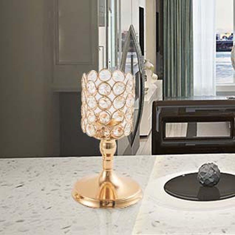 Hollow Crystal Candle Holder Romantic Craft Candelabra Wrought Iron Candlestick Home Wedding