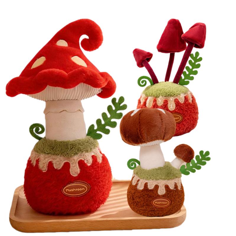 Stuffed Red Mushroom Plush Plants Toys Sofa Decor Comic Ooisonous Umbrella Mushroom Plush Toy Creative Mushroom Plushie Doll