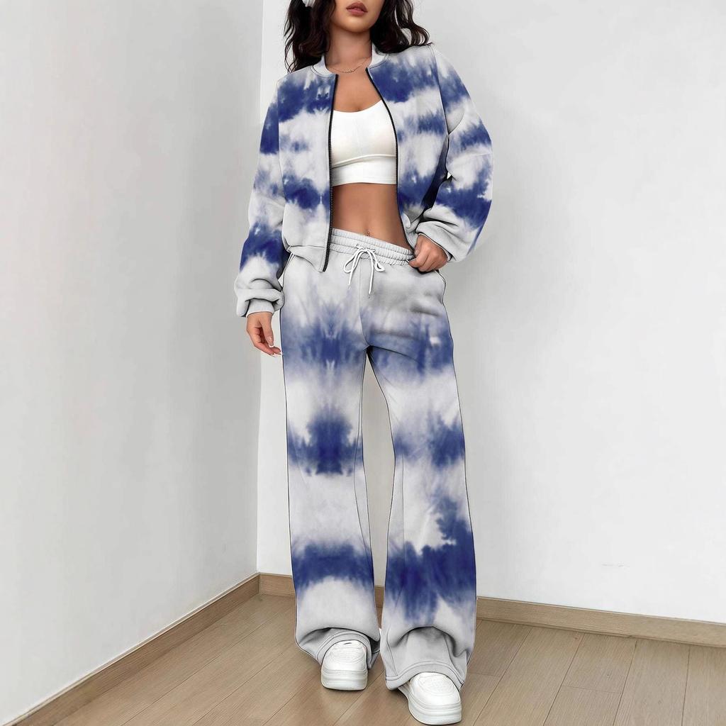 Retro Diamond Print Set for Women's Vintage In the New European and American Women's Outfit for Autumn and Winter