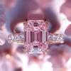 Luxuriöser Rosa Funkelnder Zirkonia Prinzessin Quadratischer Verlobungsring für Damen und Freundinnen Verlobungsschmuck Geschenke für Frauen