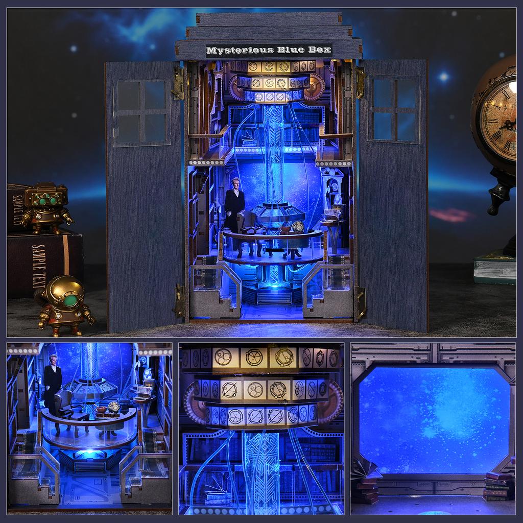 Kitap Köşesi Kiti Gizemli Telefon Kulübesi Kendin Yap Ahşap Puzzle El Yapımı Kitaplık Oyuncak Bebek Evi Modeli Kitap Ayracı Yapı Ev Dekorasyonu