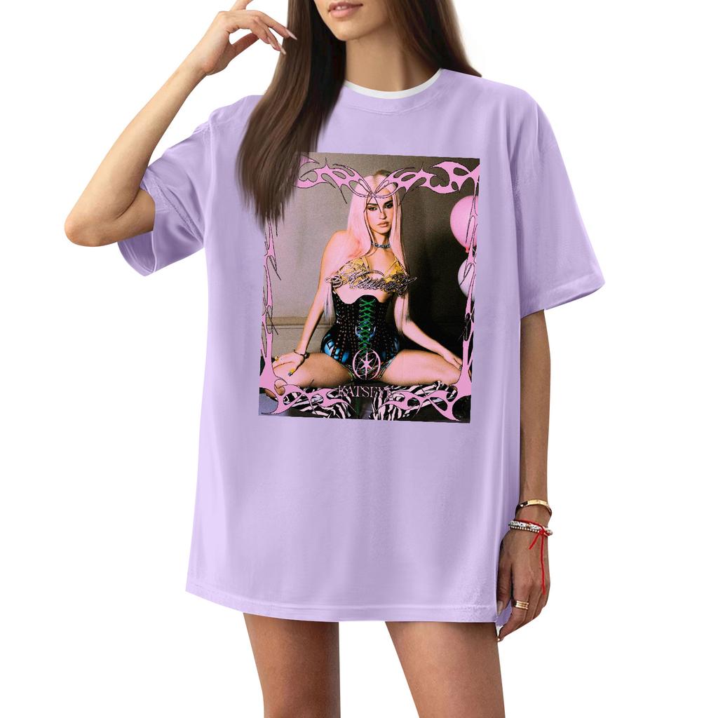 Women's Casual Printed T-Shirt Round Neck Pullover Short Sleeve Top