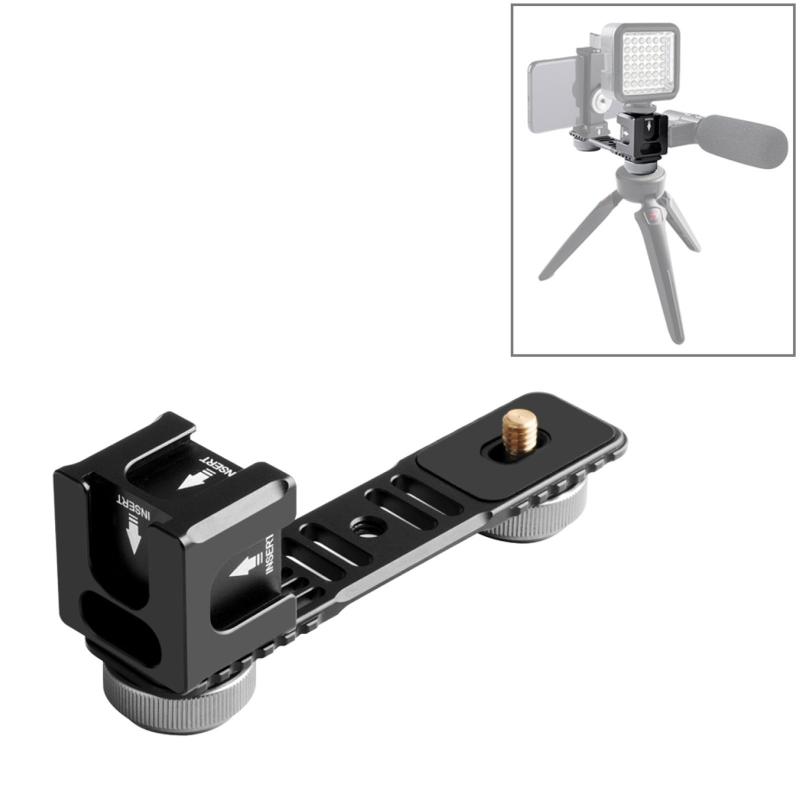 4-Head Cold Hot Shoe Mount Adapter Microphone H Light Aluminum Alloy Extension Bracket for Mobile 2/Smooth 4 Gimbal