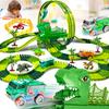 Dinosaurier Spielzeug Schienenauto, Dinosaurier Welt Rennstrecken Leuchtet im Dunkeln Flexible Zugstrecke, Geburtstagsfeier Mitgebsel Geschenk