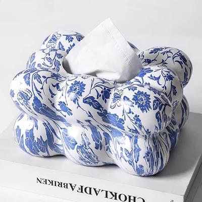 Scatola per fazzoletti in ceramica Stampa di vite Stampa astratta Porta tovaglioli Porta rotoli di carta da cucina Contenitore portaoggetti da scrivania Porta fazzoletti
