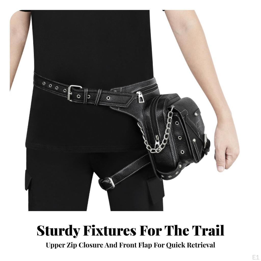 Multiple Compartments Motorcycle Thigh | PU Leather, Waist Bag with Leg Strap, for Outdoor