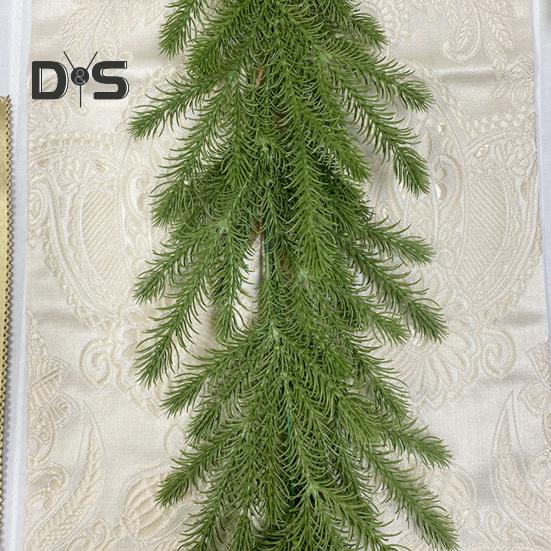2 Pcs Artificial Pine Needle Garland Realistic Handmade Pine Branches Holiday Hanging Greenery Garland for Christmas Door Mantel Decor