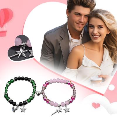 Evil Music Bracelet, Movie Friendship Couple Bracelet 2 Pieces Magnetic Bracelet Attractive Beaded Bracelet