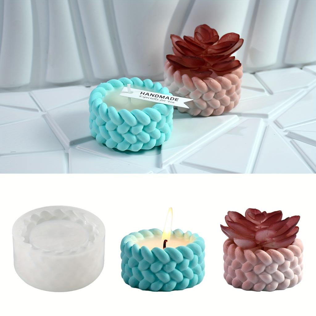 Silicone Resin Casting Molds, Round Cylinder Rope Design, DIY Crafts Candle Container, Plaster Resin Jewelry Holder, Handmade Storage Box Mold