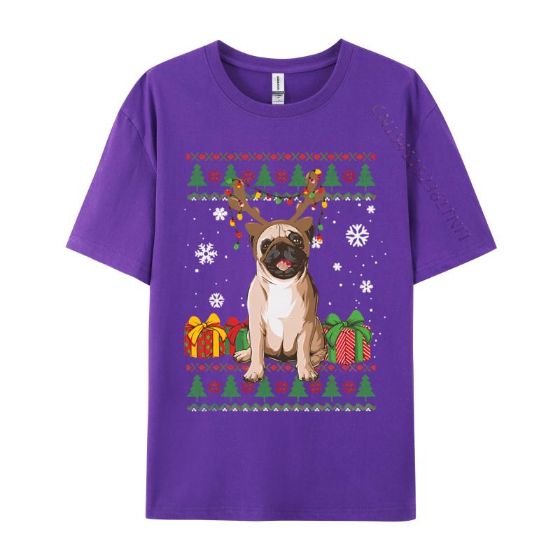Boy Prevalent Europe Tops Shirts Cotton T Shirts Preppy Style Funny Pug Christmas Ugly Dog Xmas Tshirt Designer T Shirt Men