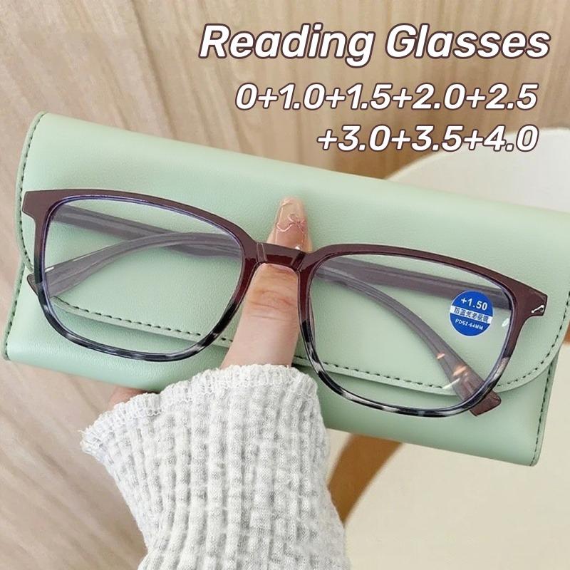 Retro Square Frame Presbyopia Glasses for Women Neutral Light Luxury Glasses HD Anti-blue Light Reading Glasses Diopter To 0+4.0