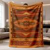 1pc Bohemian Southwestern Geometric Patchwork Flannel Blanket | Soft All-Season Bedspread with Bold Southwest Pattern In Brown, Black, Red, Beige, Whi