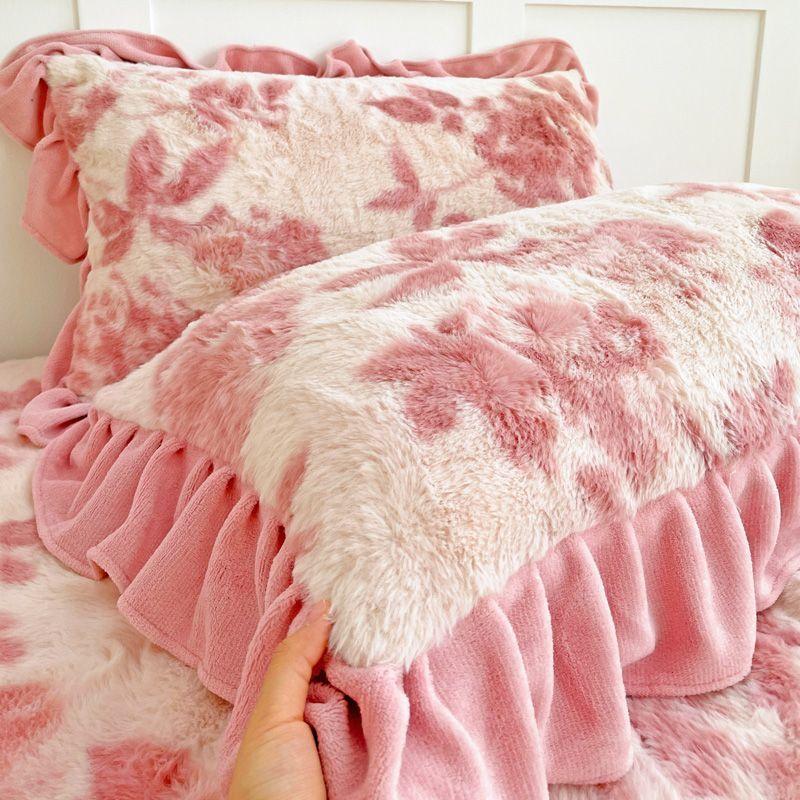 1PC Thickened Pillow Set Lace Pillow Cover Single Thickened Warm Milk Fleece Pillowcase