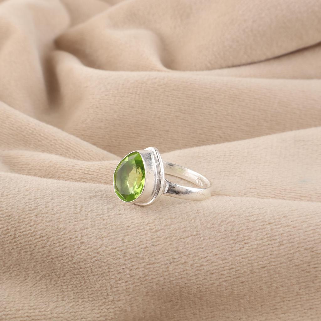 Peridot Gemstone 925 Sterling Silver Handmade Jewelry Women Ring Gift For Mother RR-76-8
