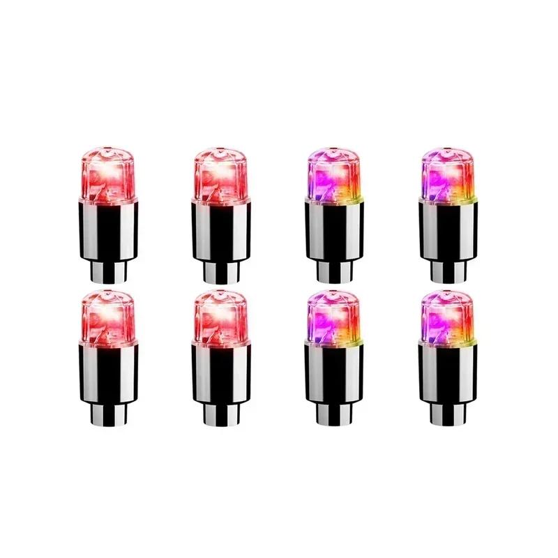 2/4/8pcs LED Tire Valve Stem Caps Neon Light Waterproof Wheel Spoke Lights LED Tire Lamp for Motorcycle Bicycle Car Accessories