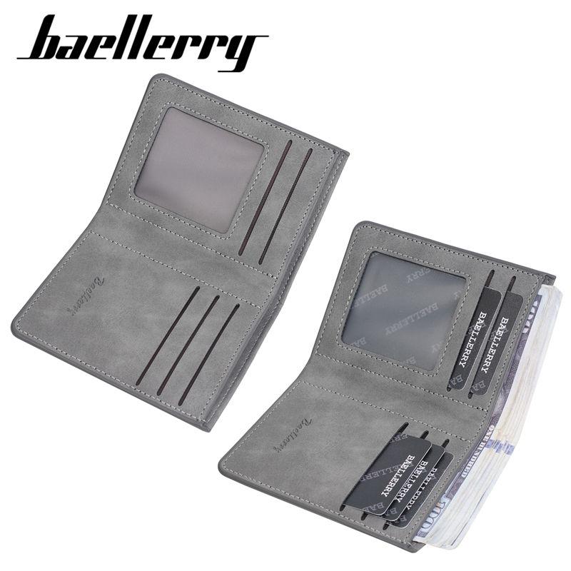 Baellerry Men Short Wallets Casual PU Leather Bifold Card Holder Vintage Design Mini Purse