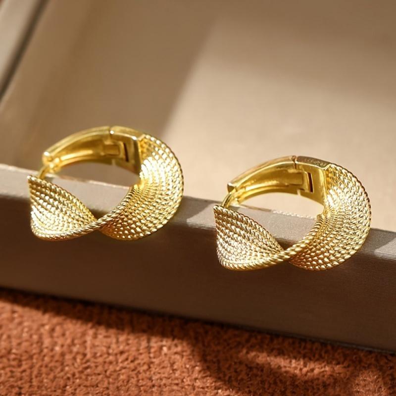 CAOSHI Unique Twisted Hoop Earrings for Women Two Color Available Temperament Engagement Ceremony Accessories Fashion Jewelry