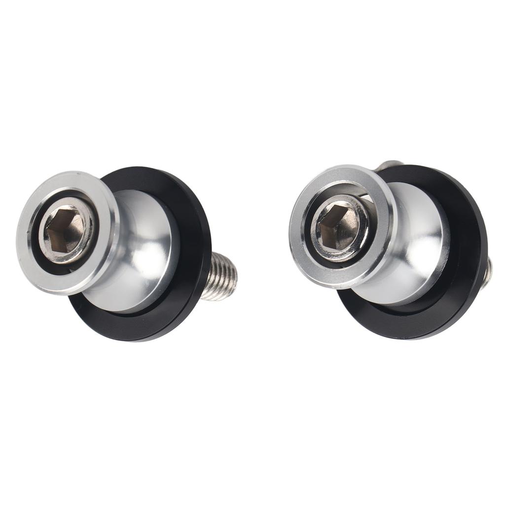 10mm Motorcycle CNC Rear Stand Swing Arm Spool Sliders Stand Swingarm Bobbins Silver