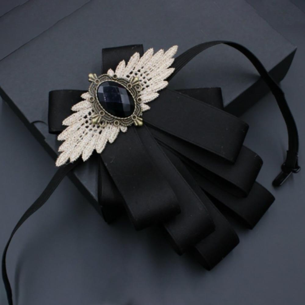 Fashion Faux Stone Men's Suit Lapel Flowers Alloy Polyester Bow Tie Necktie Neck Decoration Groom Formal Suit
