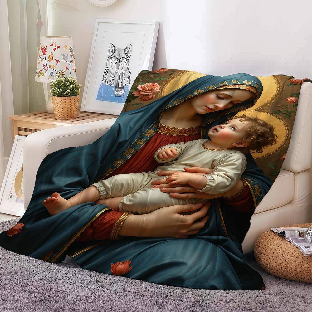 

Virgin Mary Blanket Warm And Soft Suitable For Bedroom Living Room Sofa Bed Office Travel Camping 30x40in