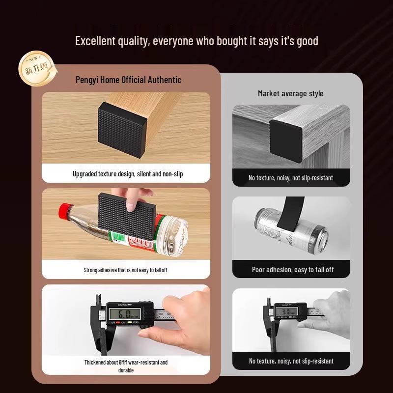 Non-Slip Silent Furniture Pads: Thickened, Wear-Resistant Leg Covers & Anti-Collision Stickers for Chairs, Stools, Sofas, and Tables