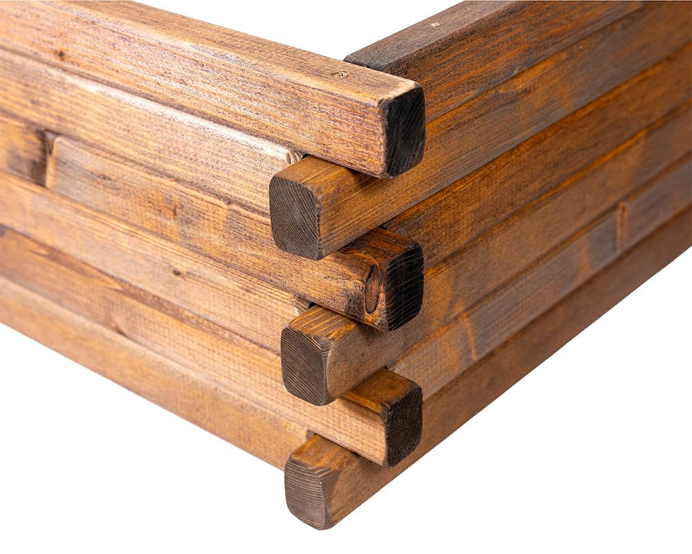 Raised Wooden Bed 100x100x24cm Greenspot - Raised Garden Bed for Herbs, Flowers, Vegetables - Wooden Garden Box, Impregnated - Timber Palisander
