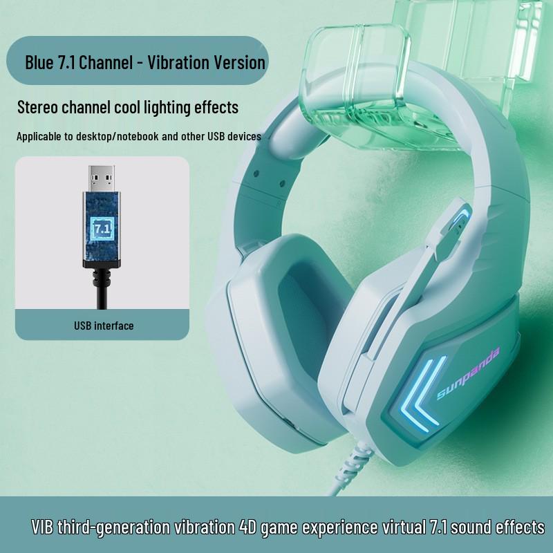 USB Gaming Headset with Noise Cancelling and Cool Lighting Effects for PC/Laptop