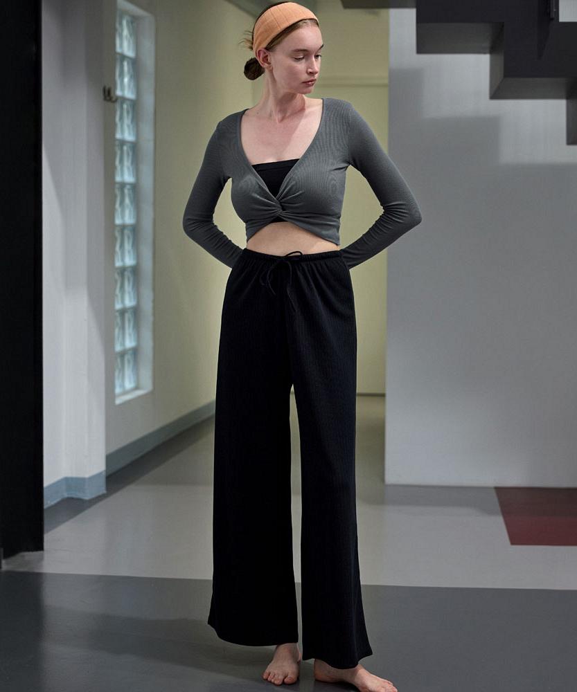 Debiweeo Noah Elastic Waist Wide Pants Devi-B0087-Black