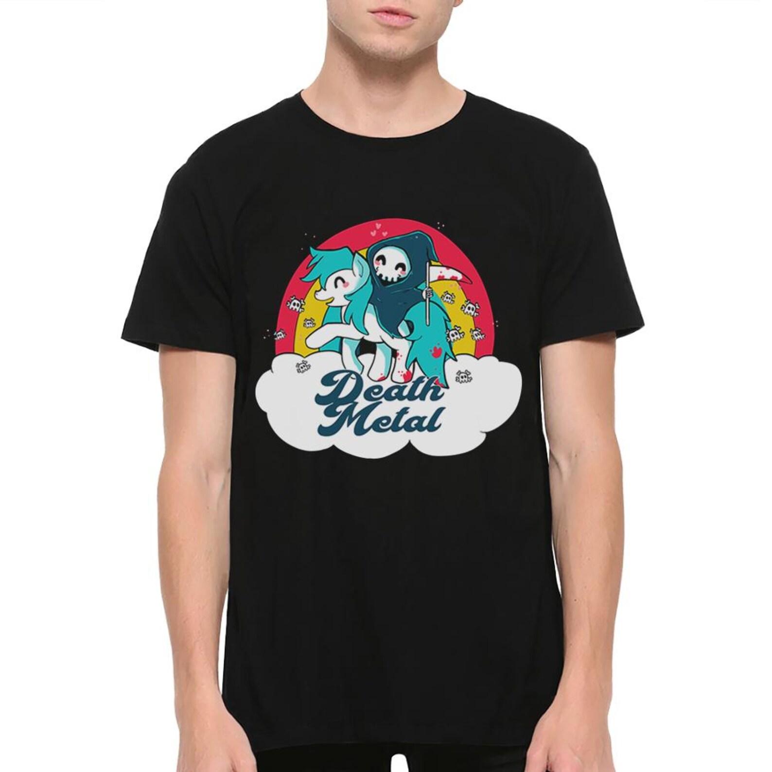 Grim Reaper Riding Unicorn Death Metal T-Shirt, Men s and Women s Sizes 2XL