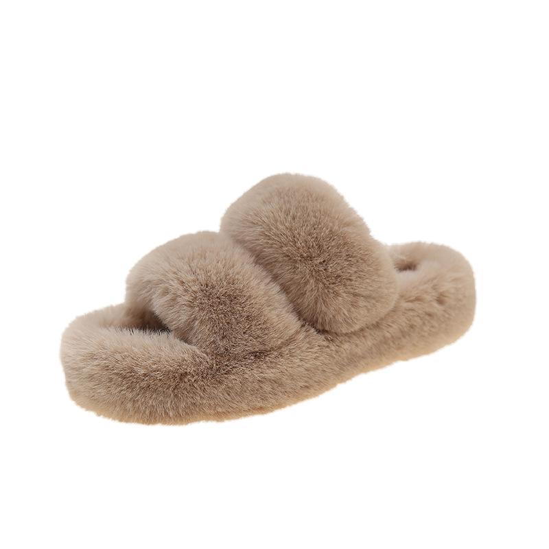 

Большой размер толстоподошвенные тапочки Мао Мао женские новая мода двойная полоска утолщенная плоская подошва однословные для улицы теплые туфли Мао Мао 41 хаки