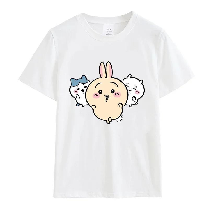 Kawaii Anime Summer Japan Mniniso Awesome T-shirt Cotton Popular Men Women Short-sleeved Casual Wear Chiikawa T-shirt