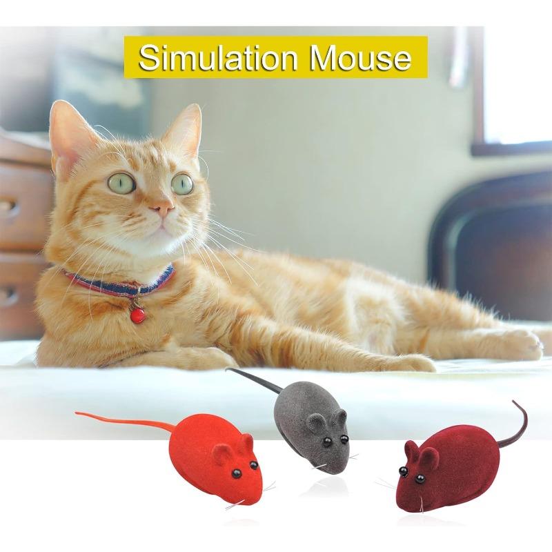 Interactive Sound Plush Rubber Vinyl Mouse Pet Cat Realistic Sound Toys Flocking Mouse Funny Cat multi-Colors Pet Toys