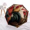 1 PC Automatic Folding Umbrella - Roosters Pattern, Portable & Foldable Design with 8 Ribs, Christmas Birthday Gifts