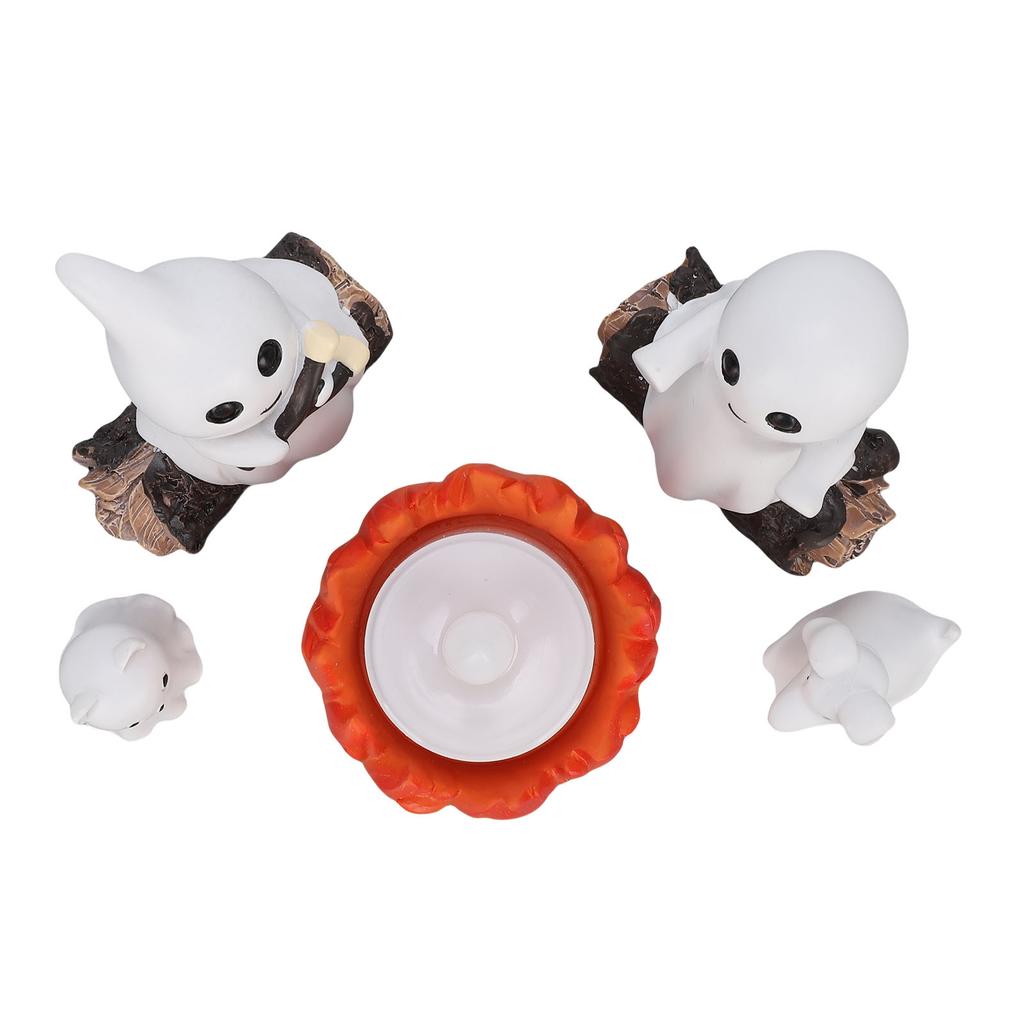 Ghost Campfire Flickering Night Light Dog Cat Figurine Resin Cute Ghost Statues for Tabletop Shelf Decoration Ornaments