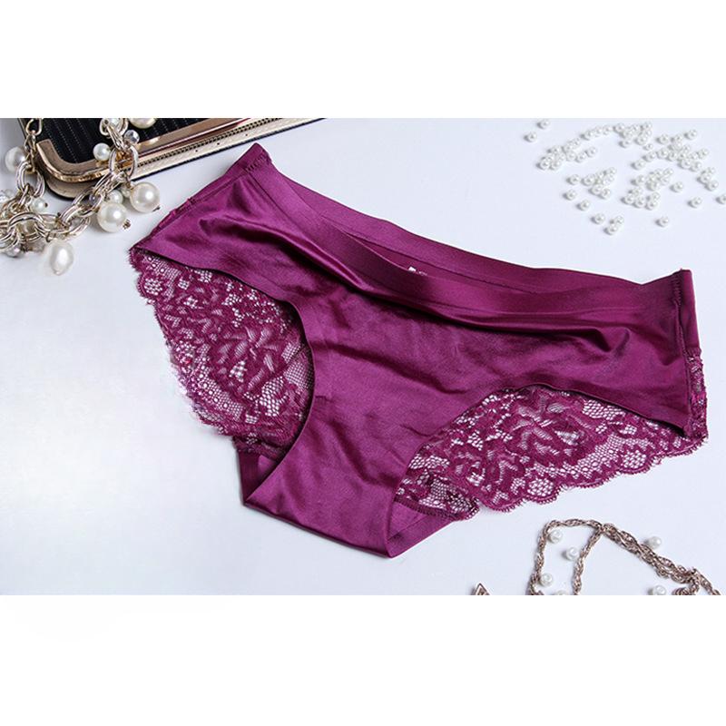 Underwear Women's Waist Knickers Seamless Lace Pure Cotton Lingerie Crotch Skin Friendly Sexy Breathable Ultra-thin Panties