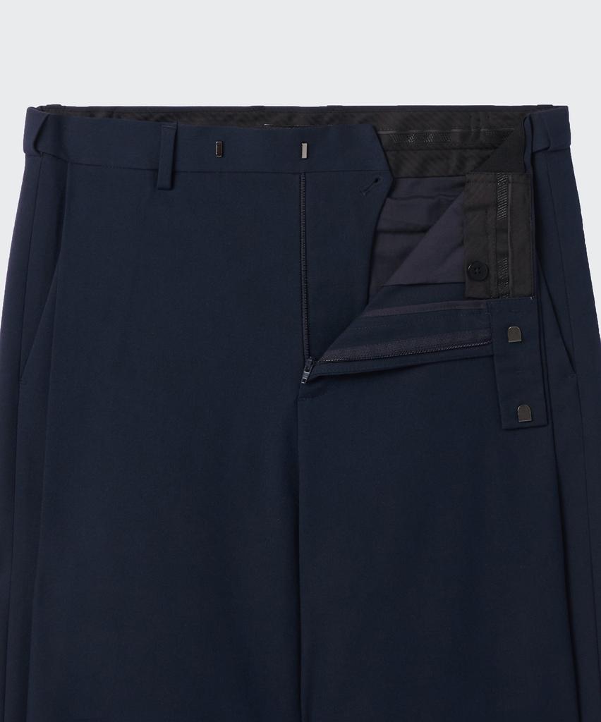 Musinsa Standard Deep Tuck Overlap Wide Hidden Banding Slacks [Navy]