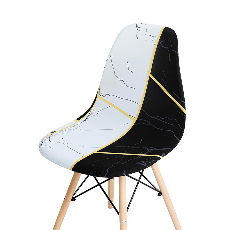 Printing Shell Chair Cover Short Back Scandinavian Chair Covers Adjustable Dining Room Seat Covers For Bar Party Wedding Hotel