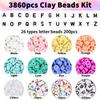 3860PCS Flat Clay Beads Bracelet Making Kit Acrylic Letter Beads Kit for Friendship Bracelets Jewelry Making DIY Crafts Gifts