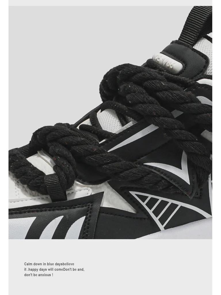 Men's Trendy Bright Casual Loafers: Personalized Hemp Rope Strap, Thick-Sole Sneakers